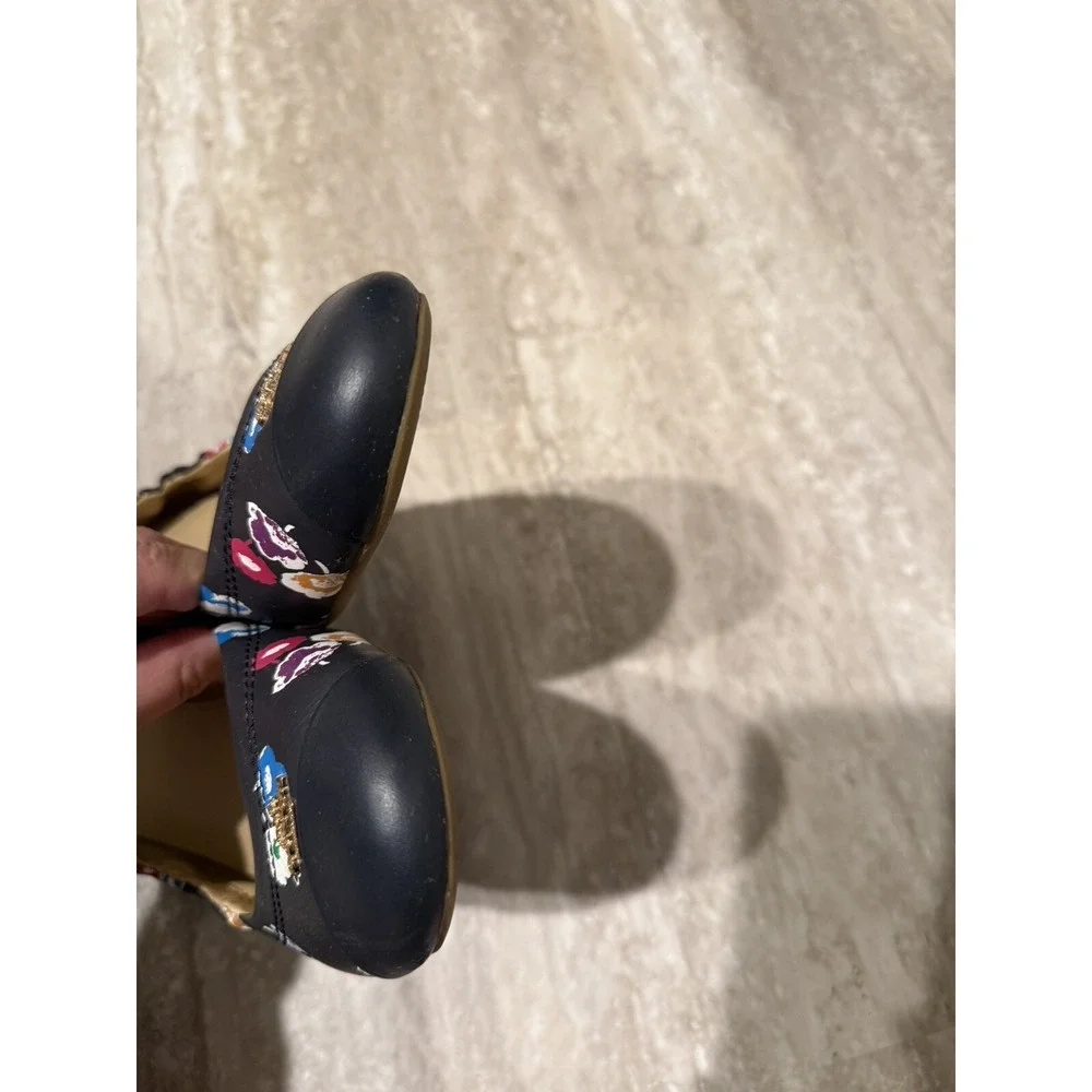 Women's COACH Navy Blue Floral Flower Flats Shoes Size Sz 9.5‎ - Preppy